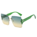 Fashion square rimless sunglasses with gradient lenses and green transparent temples - Green Legs Green Yellow Lenses