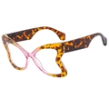Fashion butterfly heart-shaped sunglasses with tortoiseshell and pink contrast frame - Pink Leopard Frame Clear Lenses
