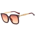 Chic burgundy oversized square sunglasses with gold chain temples and gradient lenses - Dark Tea Frame Red Tea Lens