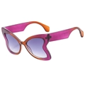Fashion butterfly sunglasses with purple and orange gradient frame and tinted lenses - Purple Frame Gray Lens
