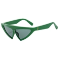 Chic triangle frame sunglasses in bright green with dark grey lenses for street fashion - Green Frame Grey Lens