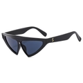 Lunettes de soleil œil-de-chat noires triangulaires avec détails dorés sur les branches - Monture Noire Verres Gris