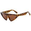 Lunettes de soleil œil de chat triangulaires motif léopard avec verres marron - Monture Léopard / Verres Thé