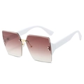 Fashion rimless square sunglasses with gradient brown lenses and white temples - White Legs Dual Brown Lenses