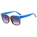 Gafas de sol cuadradas de moda con contraste azul y carey y cristales morados - Montura Leopardo Azul Lente Gris Doble