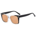 Gafas de sol cuadradas de moda con degradado negro y transparente y lentes de color marrón - Montura Negra Transparente Lentes Champán