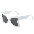 Fashionable butterfly frame sunglasses in white with dark grey lenses for a trendy look - White Frame Gray Lens