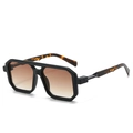 Lunettes de soleil aviateur carrées à monture noir mat et branches écaille - Monture Noir Mat Verres Thé