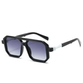 Retro square aviator sunglasses with black frame and purple gradient lenses - Black Frame Double Gray Lens