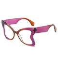 Fashionable butterfly frame glasses in purple to orange gradient finish for women - Purple Frame Clear Lenses