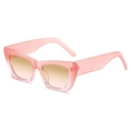 Lunettes de soleil œil-de-chat carrées rose translucide avec verres dégradés orange - Monture Rose Dégradé Verres Thé Rose