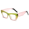 Lunettes de soleil œil de chat carrées avec monture en acétate dégradé olive et rose - Monture Vert Rose Verres Transparents