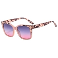 Gafas de sol cuadradas de gran tamaño en carey con lentes degradadas violetas - Montura Leopardo Rosa Lentes Grises Rosas