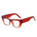 Lunettes de soleil œil de chat carrées avec monture dégradée rouge et orange stylée - Monture Thé Dégradé Verre Plat