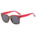 Gafas de sol de gran tamaño a la moda en rojo transparente y diseño de carey - Montura Leopardo Roja Lentes Grises Completos