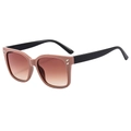 Chic square frame sunglasses with caramel brown finish and gradient tea lenses - Khaki Frame Tea Lenses