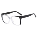 Fashion square black to clear gradient frame glasses with iconic silver rivets - Black Transparent Frame Clear Lenses