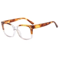 Fashion square tortoiseshell and clear contrast color frames with rivet details - Transparent Leopard Frame Clear Lenses