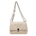 Elegant beige quilted crossbody bag with silver chain strap and metal adjustment ball - Off White