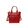 Sac à main rouge motif crocodile avec doubles poignées et bandoulière réglable - Rouge