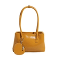 Bolso de hombro retro amarillo mostaza brillante con monedero en forma de manzana - Amarillo