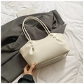 Grand sac fourre-tout blanc laiteux brillant avec plis pour épaule ou sous les bras - Sans Pendentif / Blanc