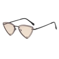 Fashionable triangle metal frame sunglasses with light brown lenses and black temples - Black Frame Champagne Lens