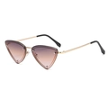 Triangle metal sunglasses with brown gradient lenses and gold frames for fashion - Gold Frame Gray Pink Lens