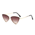 Fashionable triangle metal sunglasses with gradient brown lenses and slim gold frame - Gold Frame Tea Lens