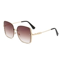 Square oversized metal sunglasses with diamond-encrusted frames and brown gradient lenses - Gold Frame Tea Lens