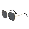 Chic oversized square metal sunglasses with rhinestone frame and luxury chain arms - Gold Frame Grey Lens
