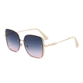 Chic butterfly oversized gold sunglasses with gradient blue-pink lenses and rhinestones - Gold Frame Green Pink Lenses