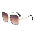 Fashion square oversized rhinestone sunglasses with purple gradient lenses and gold frames - Gold Frame Purple Yellow Lens