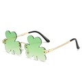 Modische randlose Kleeblatt Sonnenbrille mit Goldmetallrahmen und grünen Gläsern - Goldrahmen Grüne Gläser