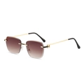 Lunettes de soleil carrées sans monture avec charnière C dorée et verres dégradés bruns - Monture Dorée Verres Ambrés