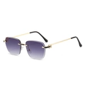 Fashion small square rimless sunglasses with purple gradient lenses and gold metal frame - Gold Frame Gradient Gray Lens