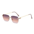 Chic square metal frame sunglasses with purple to orange gradient lenses and gold temples - Gold Frame Purple Yellow Lens