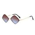 Lunettes de soleil géométriques avec verres dégradés marron-bleu et monture dorée - Monture Dorée Verres Bleu Thé