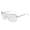 Lunettes de soleil Y2K futuristes argentées à monture demi-cerclée et verres gris clair vue à 45 degrés - Monture Argentée Verres Mercure Clair