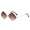 Fashion geometric rhombus sunglasses with gradient brown lenses and gold metal frames - Gold Frame Tea Lens