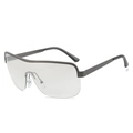 Gafas de sol Y2K de media montura con lentes grises y armazón de metal de moda - Montura de Peltre Lente de Mercurio Claro