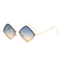Lunettes de soleil géométriques en métal avec verres dégradés bleu et orange et monture or - Monture Or Verres Vert Jaune