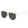 Classic gold metal pilot sunglasses with retro double bridge and dark grey lenses for unisex - Gold Frame Grey Lens