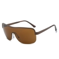 Gafas de sol de escudo Y2K de media montura con lentes marrones y marco de metal - Montura Té Lente Té