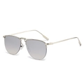 Classic pilot sunglasses with gold frame and gradient silver-grey lenses in 45-degree view - Silver Frame Silver Mirror Lens