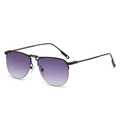 Modern metal aviator sunglasses with purple gradient lenses and silver frame - Black Frame Double Gray Lens