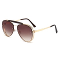 Vintage gold metal double bridge aviator sunglasses with brown gradient lenses - Gold Frame Tea Lens