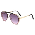 Vintage gold square pilot sunglasses with luxury purple gradient lenses and metal frame - Gold Frame Purple Pink Lens