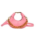 Pink crescent mini handbag with litchi texture faux leather and golden chain detail - Pink