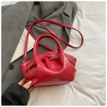 Elegant red crocodile pattern handbag with twisted leather knot detail and shoulder strap - No Pendant / Red
